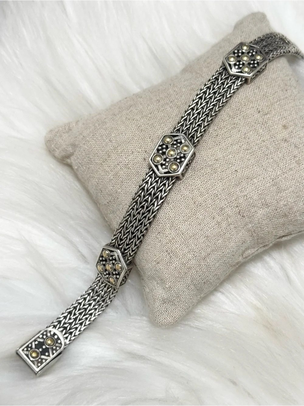 John Hardy 925 18K Gold Dot Jaisalmer Watchband Belt Bracelet